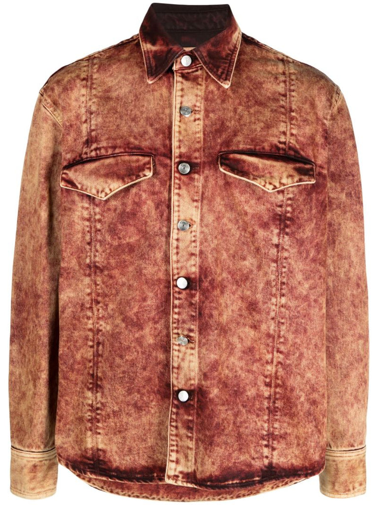 Orange Nama Crinet Denim Shirt