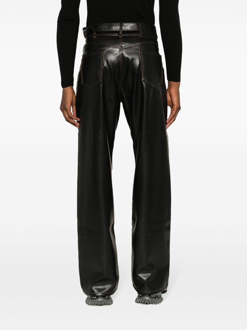 Black Y-belt Faux-leather Trousers