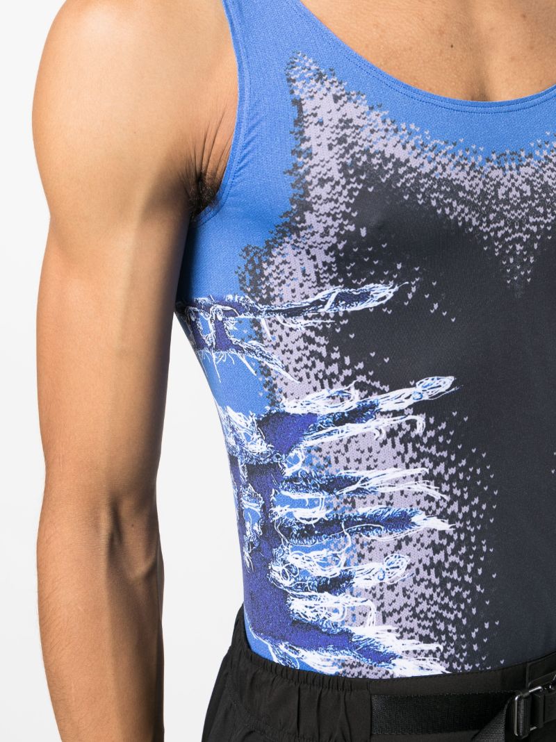 Blue Whisker-print Tank Top