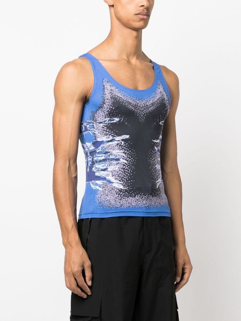 Blue Whisker-print Tank Top