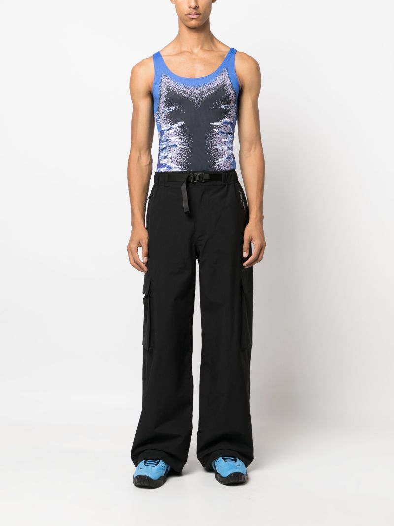 Blue Whisker-print Tank Top