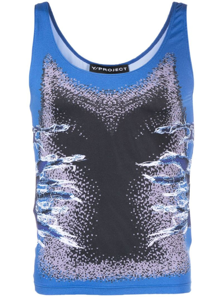 Blue Whisker-print Tank Top