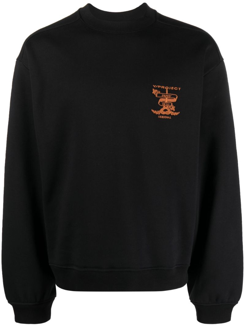 Black Logo-embroidered Cotton Sweatshirt