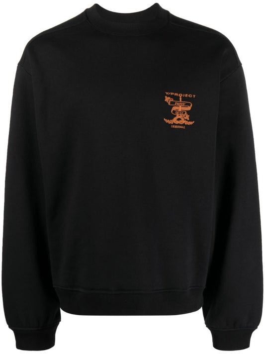 Black Logo-embroidered Cotton Sweatshirt