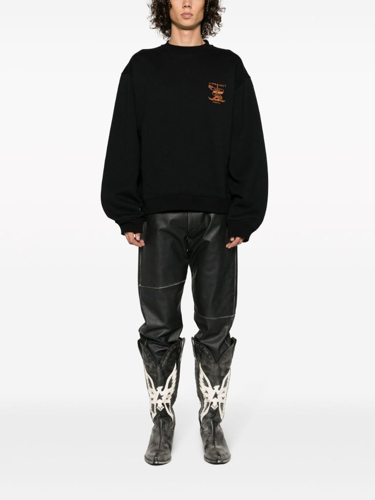 Black Logo-embroidered Cotton Sweatshirt