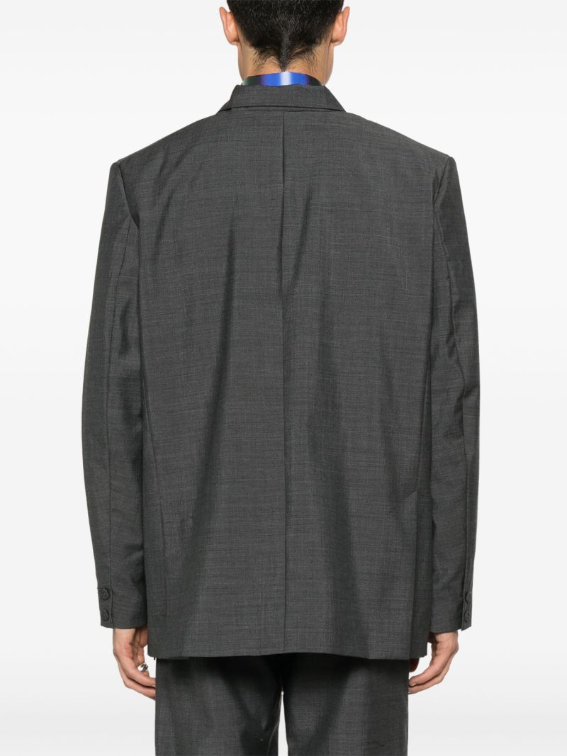 Grey Gathered Single-breasted Blazer