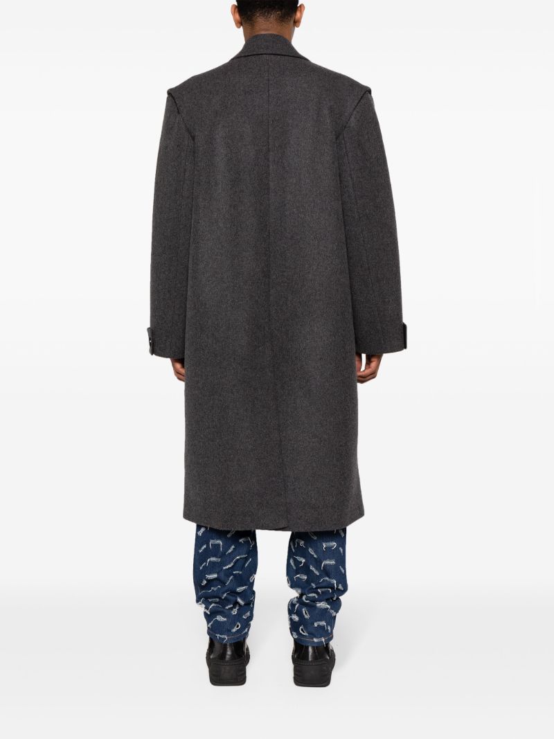 Grey Pinches Single-breasted Wool Coat