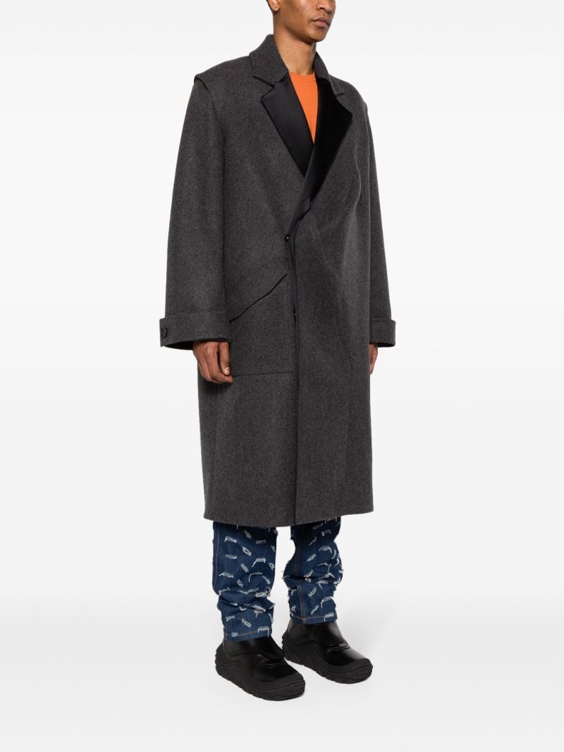 Grey Pinches Single-breasted Wool Coat