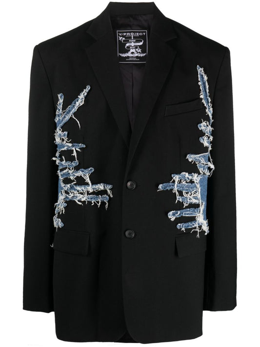 Black Whisker Single-breasted Blazer