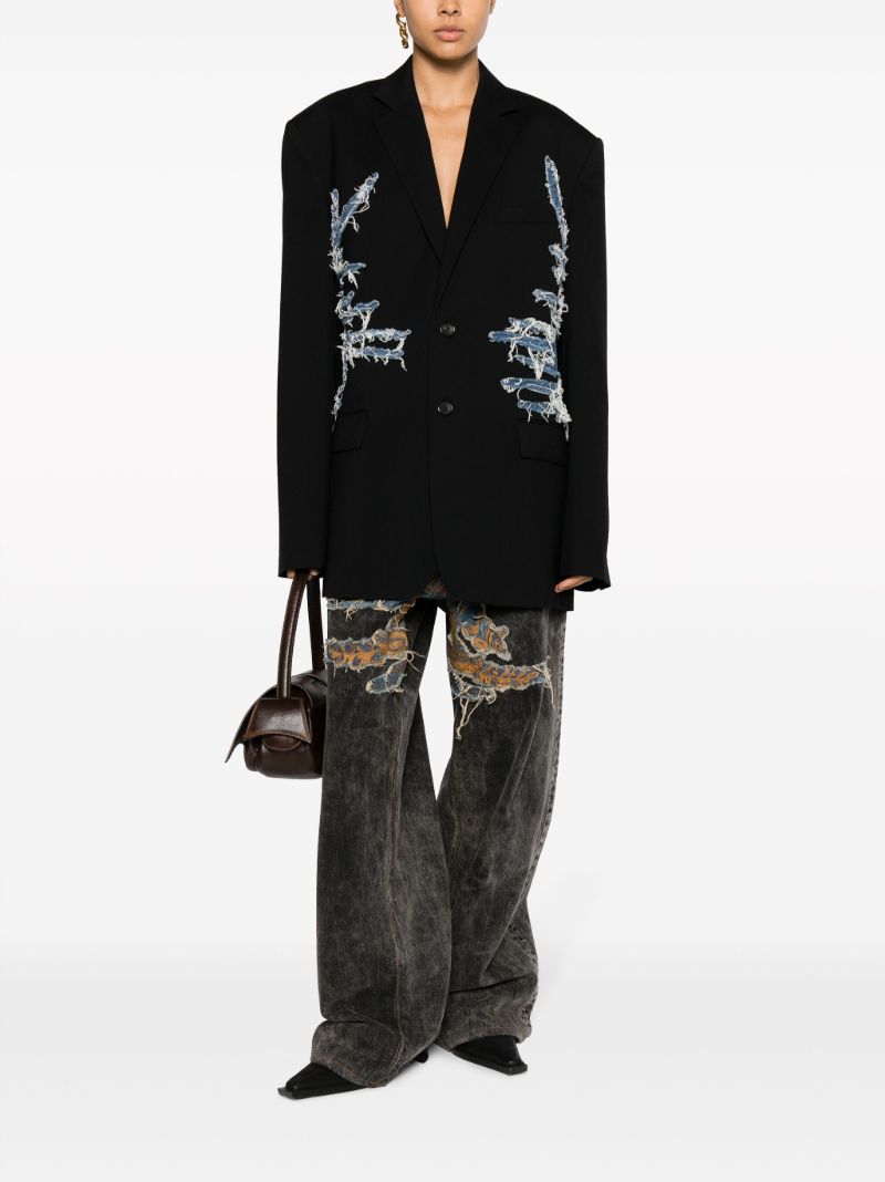 Black Whisker Single-breasted Blazer