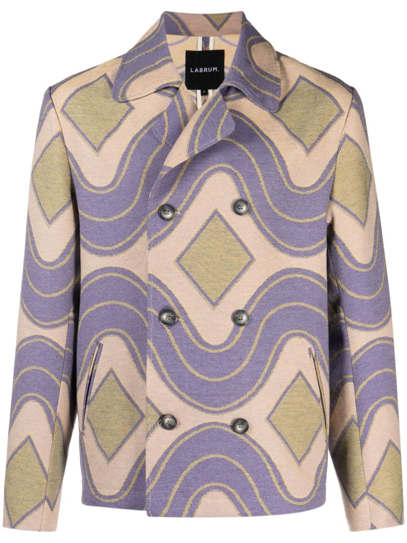 Neutral Geometric-jacquard Peacoat