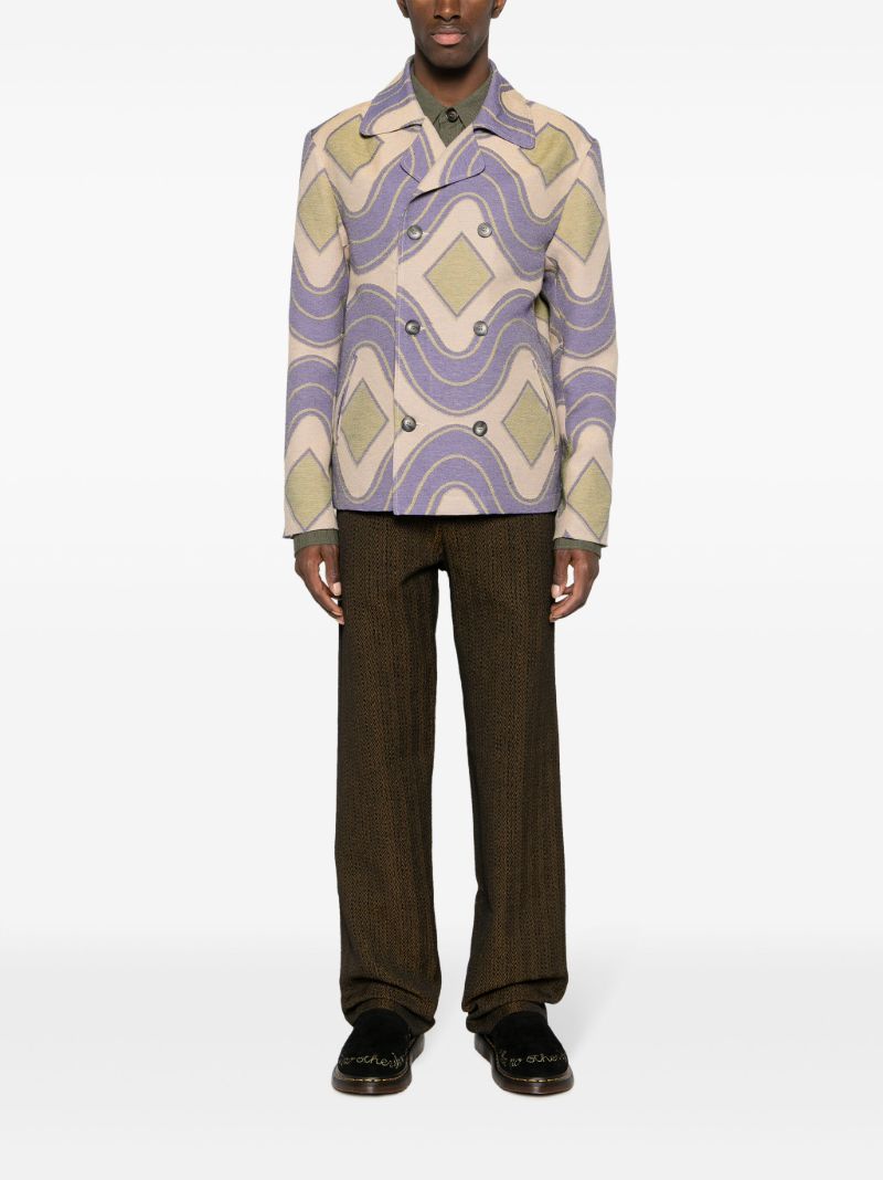 Neutral Geometric-jacquard Peacoat