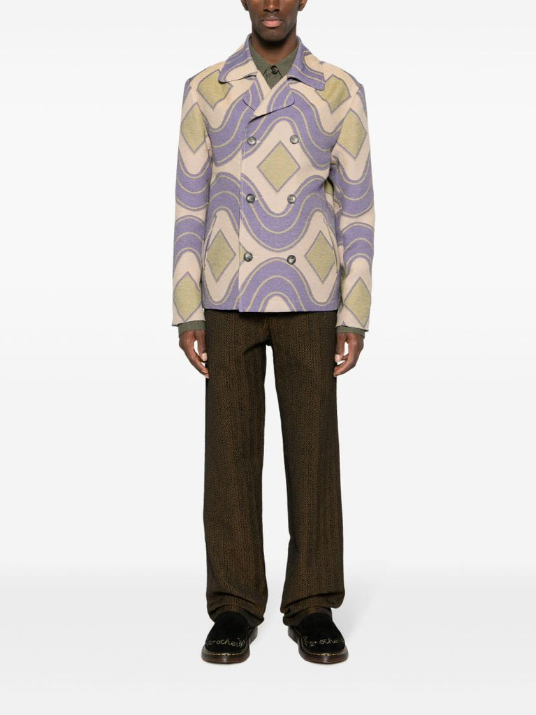 Neutral Geometric-jacquard Peacoat
