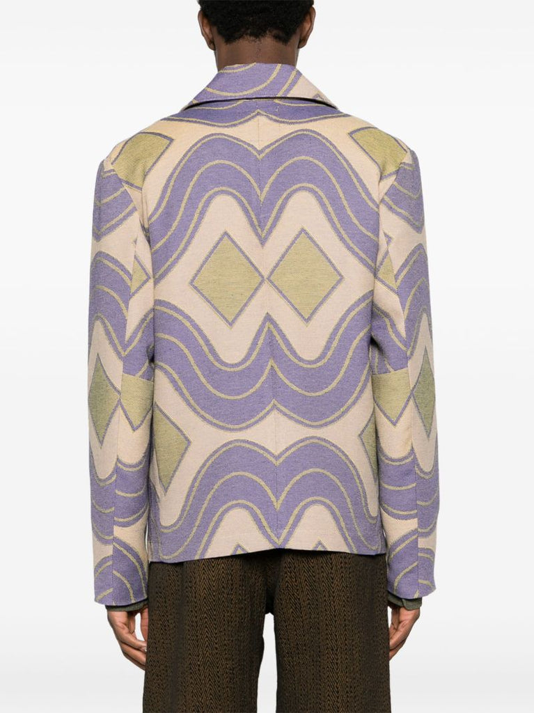 Neutral Geometric-jacquard Peacoat