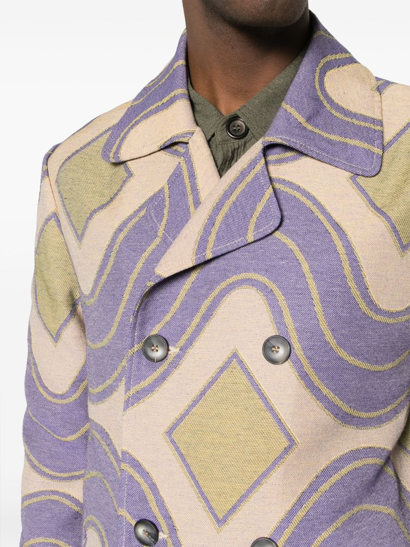 Neutral Geometric-jacquard Peacoat