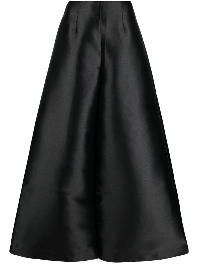 Black Thea Satin Wide-leg Trousers