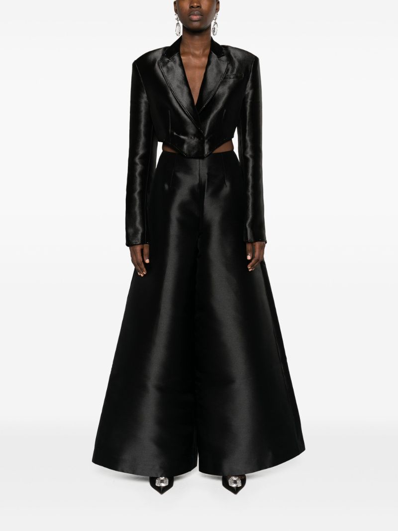 Black Thea Satin Wide-leg Trousers