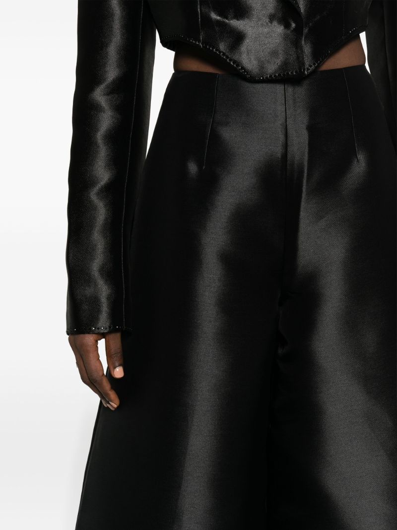 Black Thea Satin Wide-leg Trousers