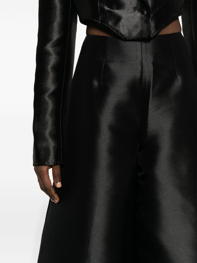 Black Thea Satin Wide-leg Trousers