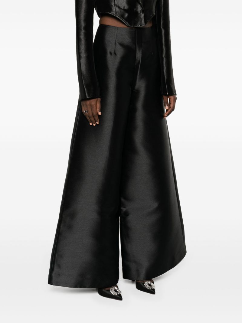 Black Thea Satin Wide-leg Trousers