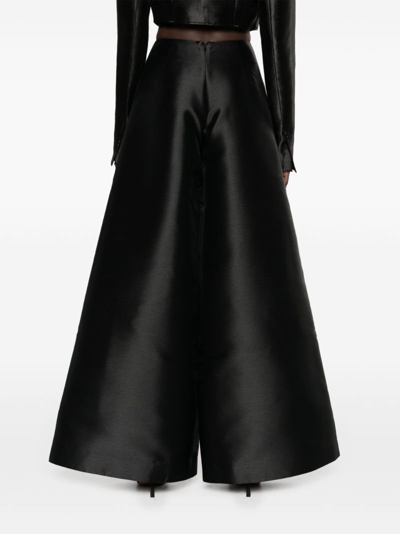Black Thea Satin Wide-leg Trousers