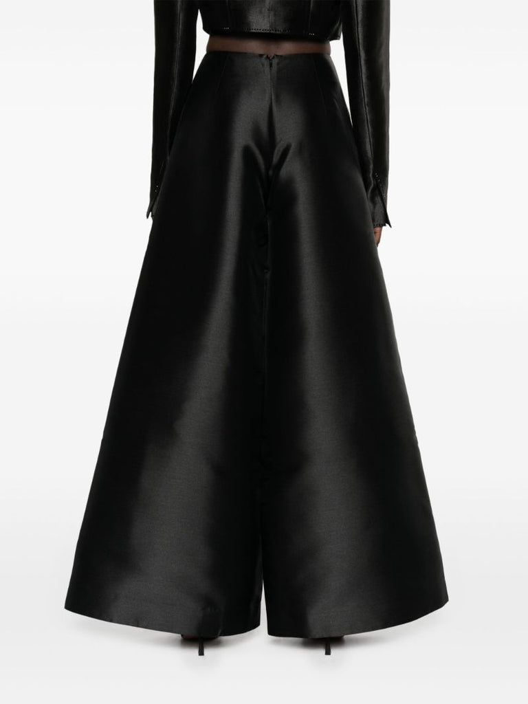 Black Thea Satin Wide-leg Trousers