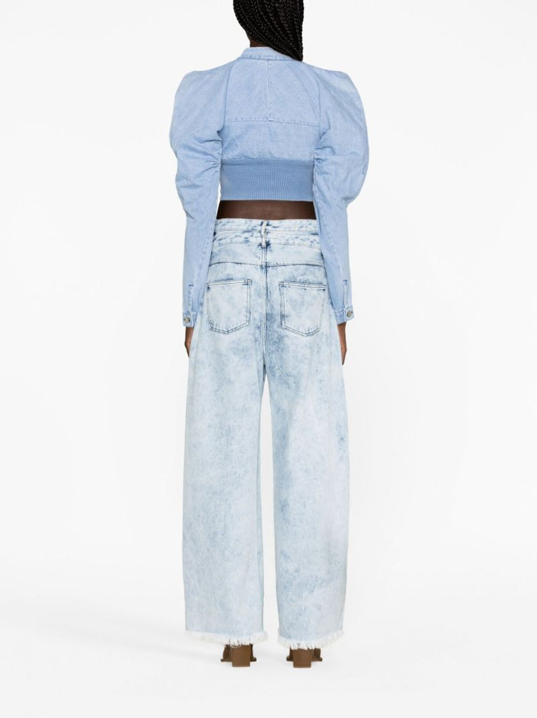 Blue Scrapyard Draped Denim Bomber Jacket