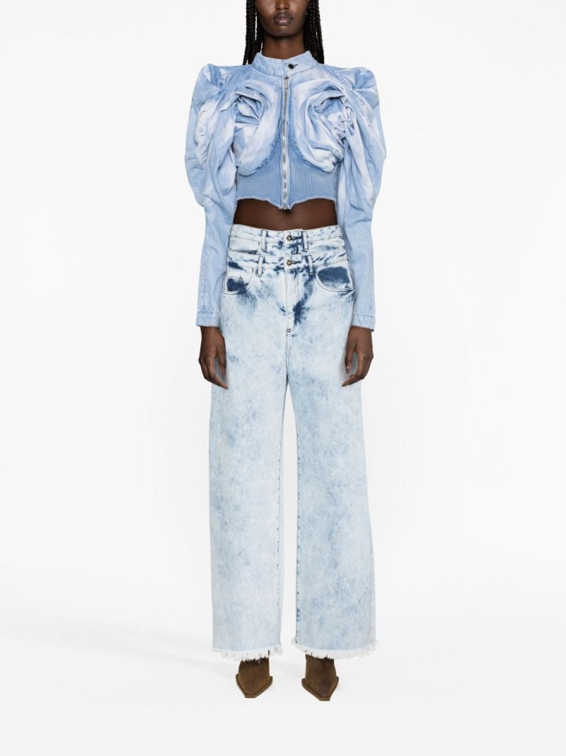 Blue Scrapyard Draped Denim Bomber Jacket