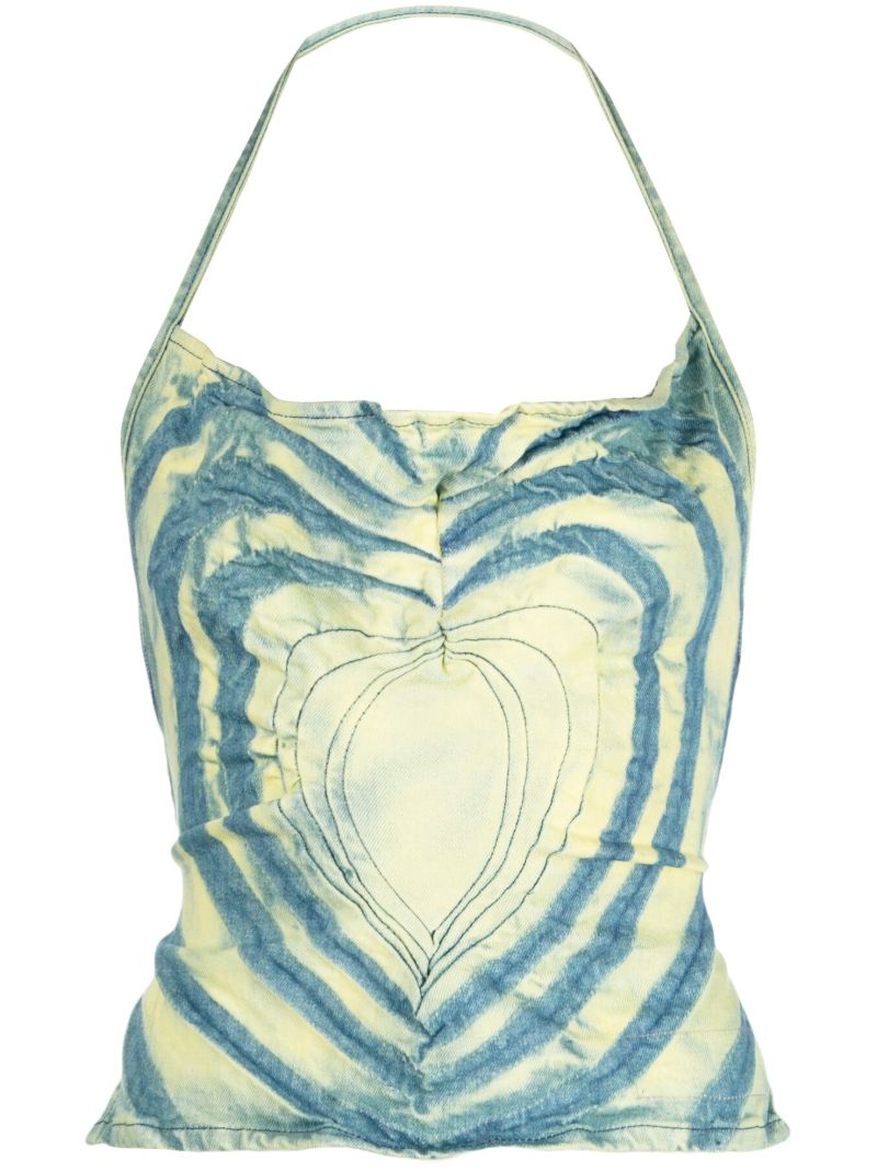 Blue Heart Motif Denim Top
