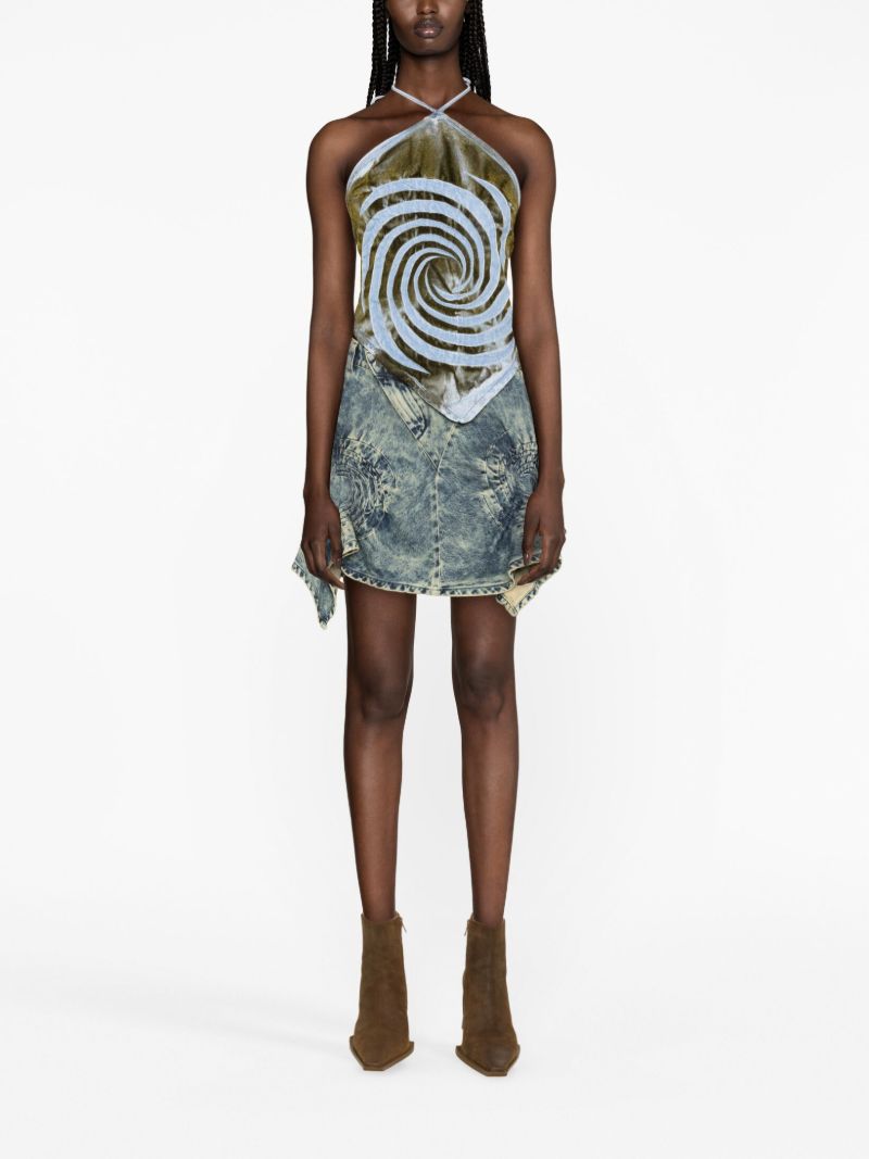 Blue Swirl Halterneck Bandana Top