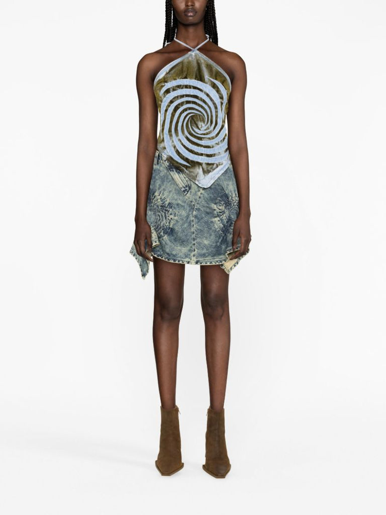 Blue Swirl Halterneck Bandana Top