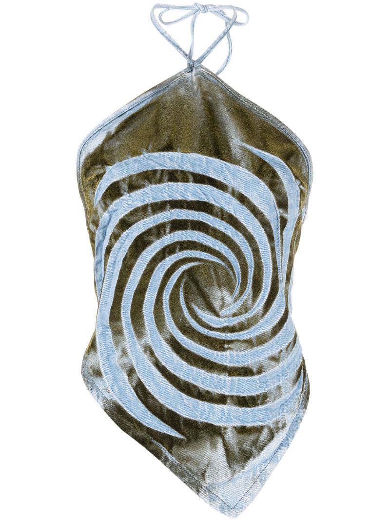 Blue Swirl Halterneck Bandana Top