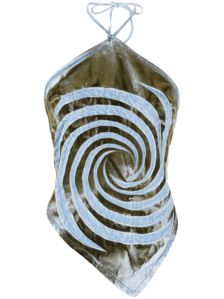 Blue Swirl Halterneck Bandana Top