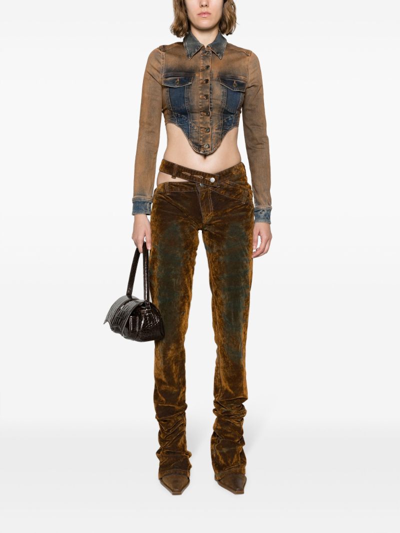 Brown Bias-cut Jeans