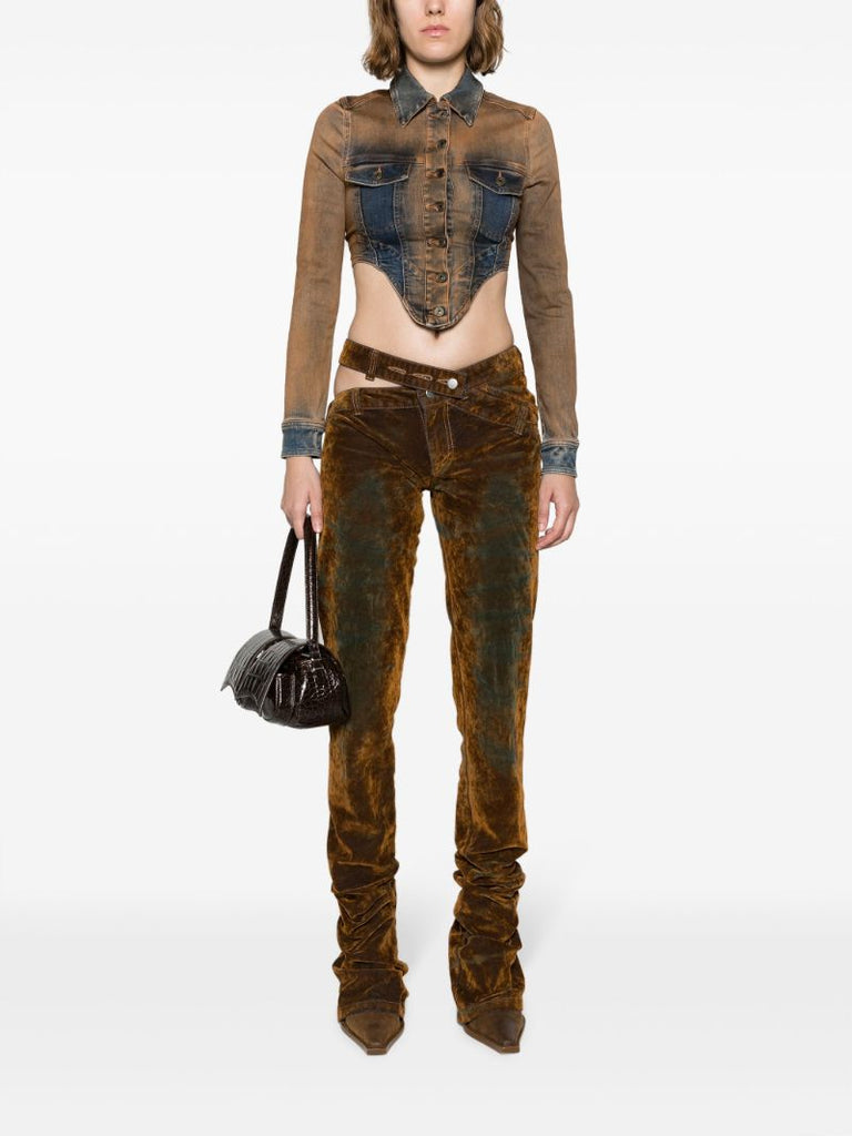 Brown Bias-cut Jeans