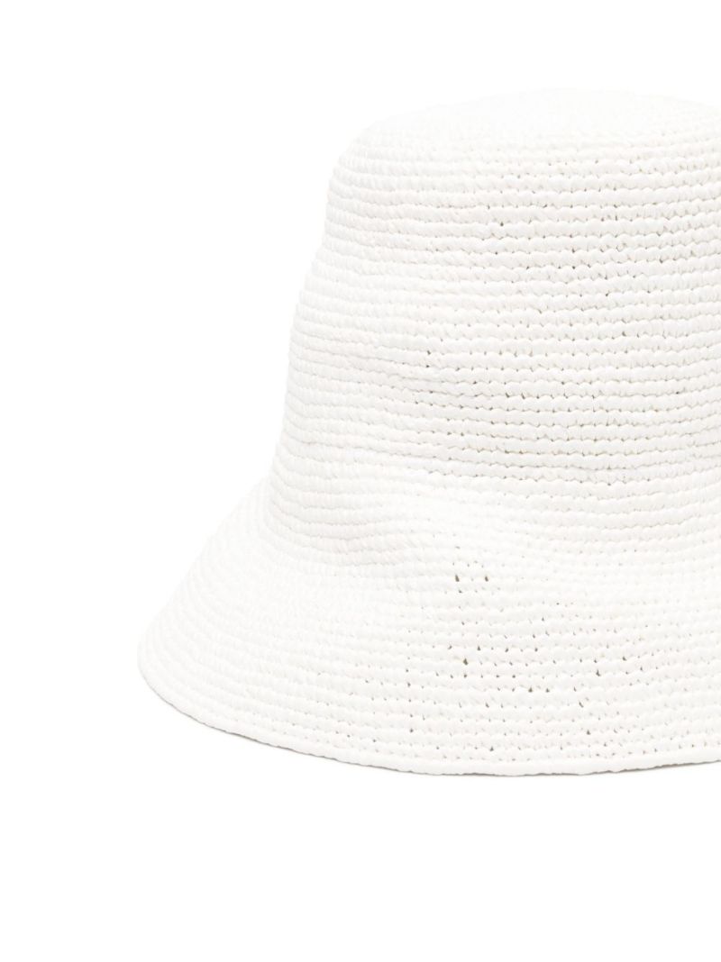 White Triangle Logo Crochet Bucket Hat
