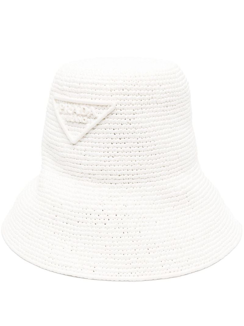 White Triangle Logo Crochet Bucket Hat