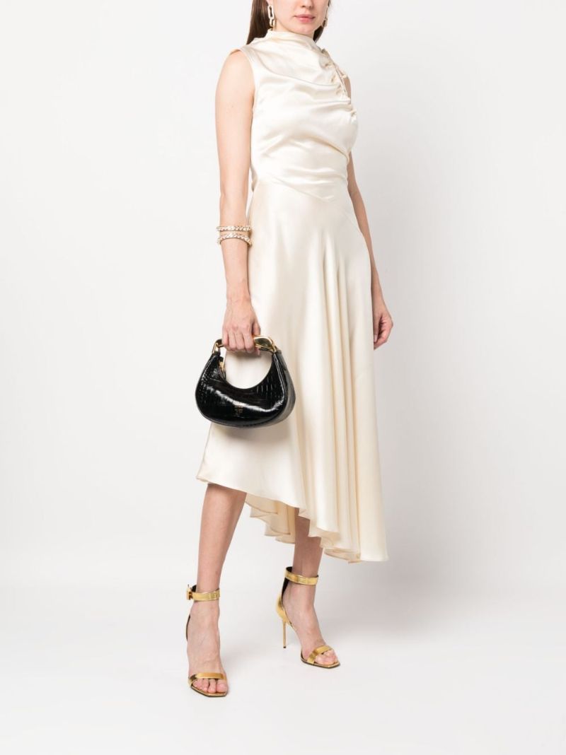 Black Bianca Crocodile-embossed Top Handle Bag