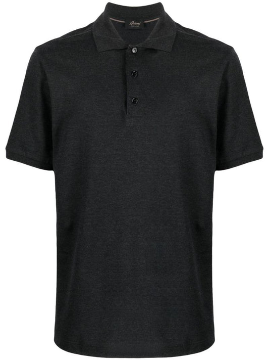 Grey Short-sleeve Cotton Polo Shirt