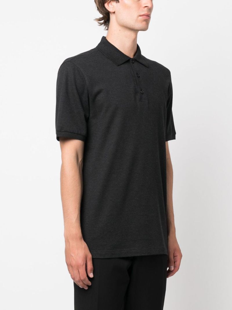 Grey Short-sleeve Cotton Polo Shirt