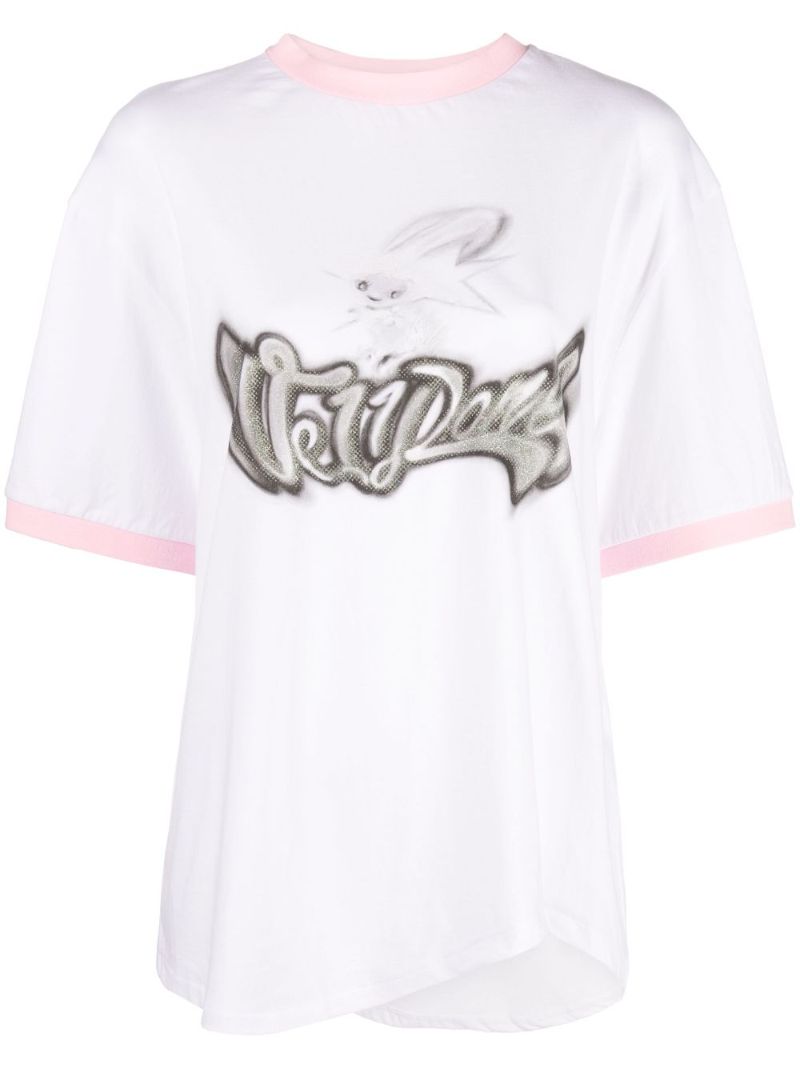 White Monster Logo Print T-shirt