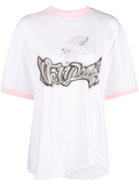 White Monster Logo Print T-shirt