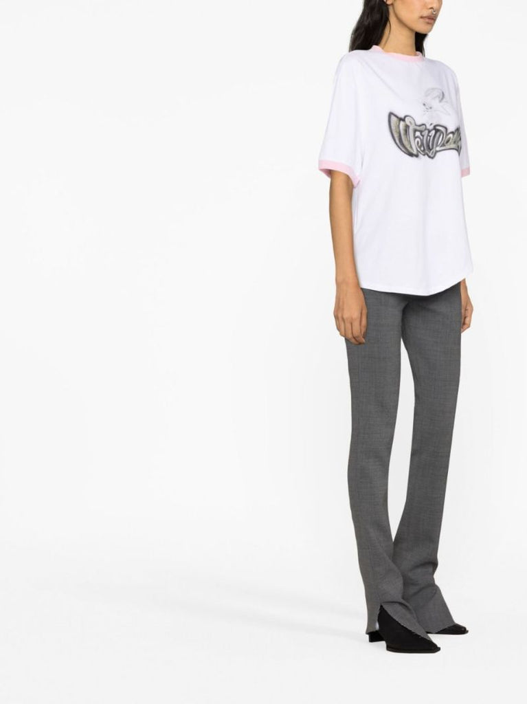 White Monster Logo Print T-shirt