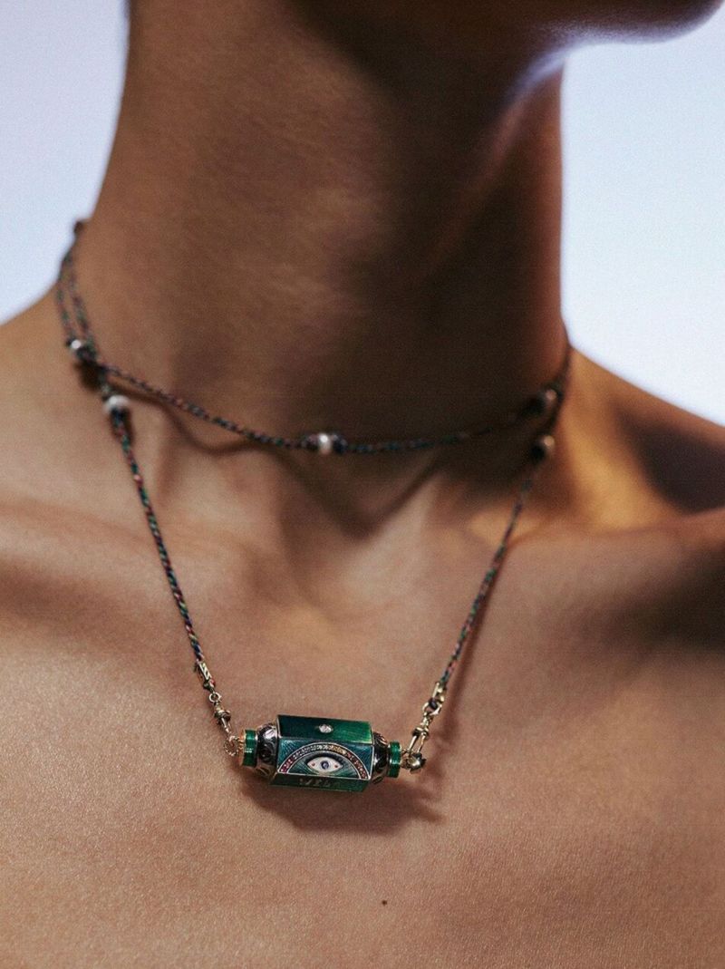 14k Gold Eye Will Multi-stone Necklace