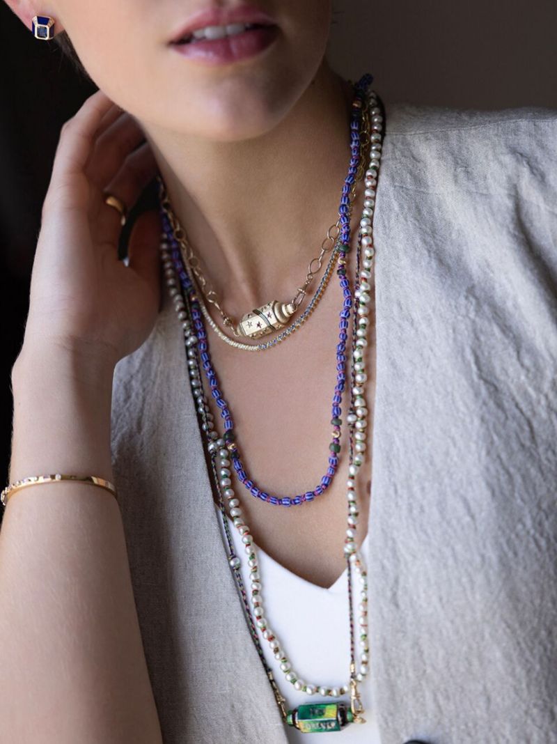 14k Gold Eye Will Multi-stone Necklace
