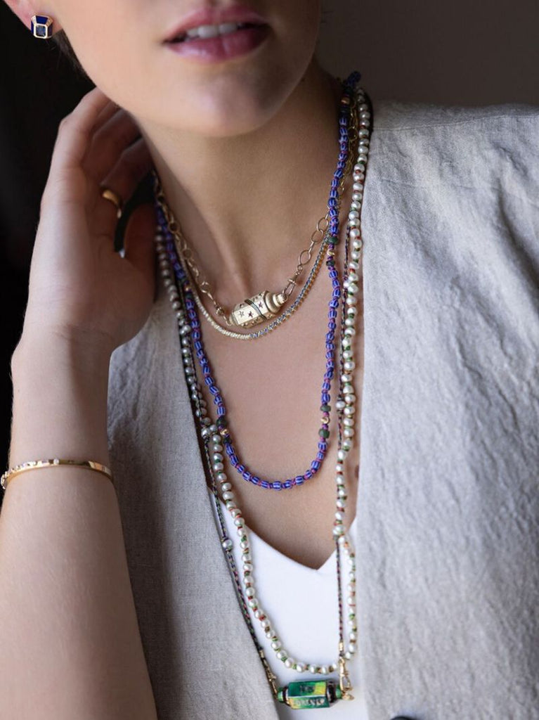 14k Gold Eye Will Multi-stone Necklace