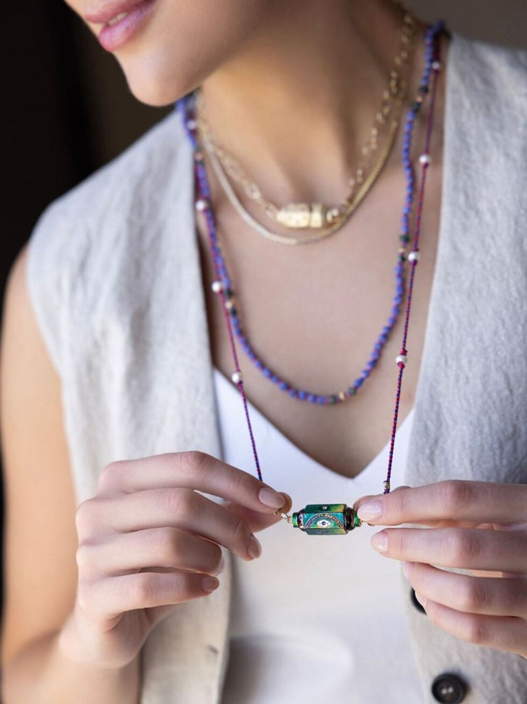 14k Gold Eye Will Multi-stone Necklace