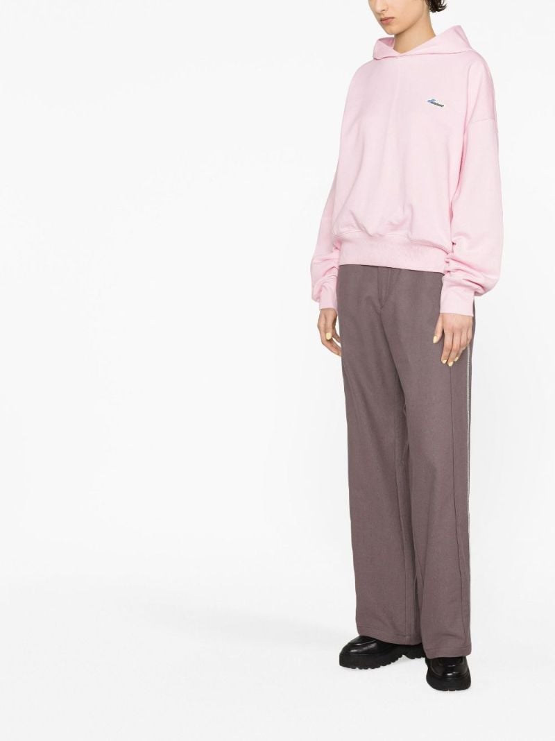 Pink Logo Cotton Hoodie