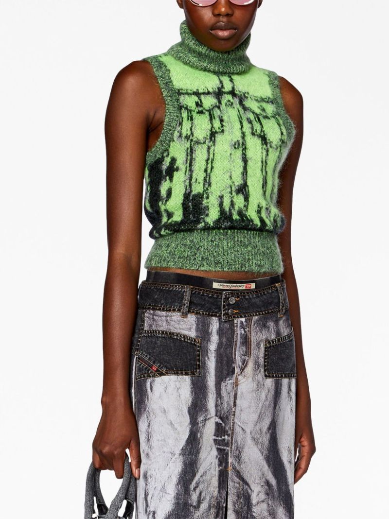 Green M-sifnos Trompe L'oeil Knit Vest