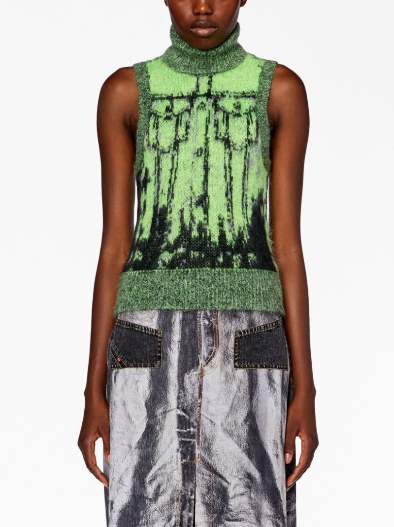 Green M-sifnos Trompe L'oeil Knit Vest